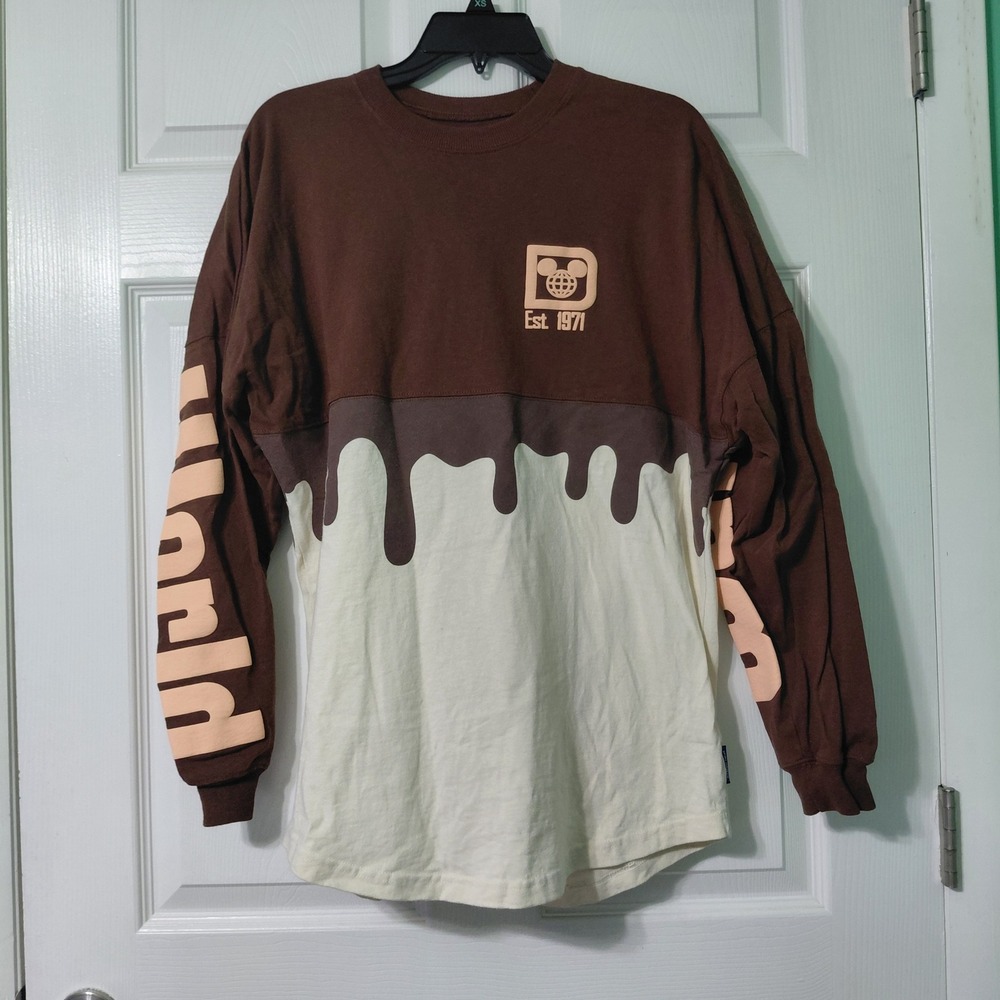 Disney World Spirit Jersey Mickey Premium Ice Cream Bar Brown Cream Mens Small
